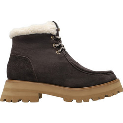 Michael Kors Γυναικεία Μποτάκια Chukka Suede Σοκολατί με Χοντρό Χαμηλό Τακούνι και Γούνα 40F5CAFE5S-251