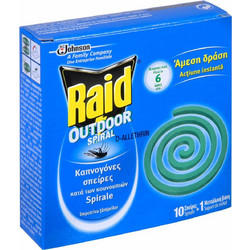 Raid Εντομοαπωθητικά Φιδάκια για Κουνούπια 10τμχ