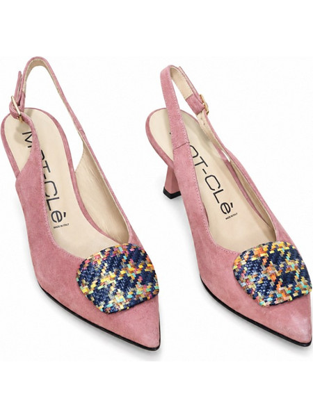 MOT-CLe Γόβες Suede Slingback με Λεπτό Χαμηλό Τακούνι Ροζ MOT2839