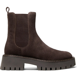 Michael Kors Γυναικεία Μποτάκια Chelsea Suede Καφέ με Χοντρό Χαμηλό Τακούνι 40F5ASFE5S