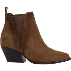 Tamaris Γυναικεία Μποτάκια Cowgirl Suede Καφέ με Χοντρό Χαμηλό Τακούνι 1-25303-47-300