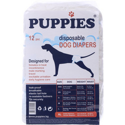 Puppies Πάνες Βρακάκια Σκύλου με Αυτοκόλλητα XXS έως 2kg 15-30cm 12τμχ