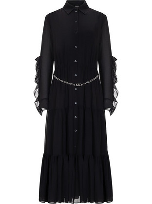 Michael Kors Maxi Βραδινό Φόρεμα Σεμιζιέ Μαύρο MF583927R3-001