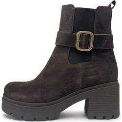 Ragazza Γυναικεία Μποτάκια Chelsea Suede Σοκολατί με Χοντρό Χαμηλό Τακούνι 0314