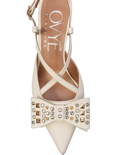 Ovye Γόβες Slingback Δερμάτινες Λευκές