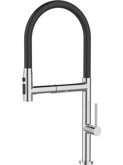 Karag Astra 10996-679A Μπαταρία Κουζίνας Πάγκου Διπλής Παροχής Ανάμεικτη με Εύκαμπτο Ρουξούνι Inox