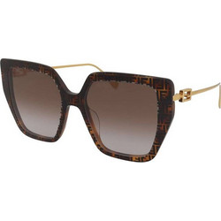 Fendi FE40012U 55F Γυναικεία Γυαλιά Ηλίου Πεταλούδα Χρυσό Καφέ με Καφέ Φακό