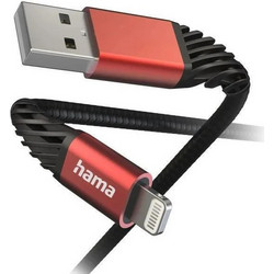 Hama 201538 Braided USB-A to Lightning Cable 1.5m Black Red