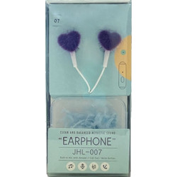 Summer Enjoy JHL-007 Fluffy Hea RE.06331 Handsfree In-Ear 3.5mm White Purple