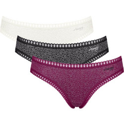Sloggi Go Crush Mini Βαμβακερά Γυναικεία Slip με Δαντέλα 3Pack 10219682-M014