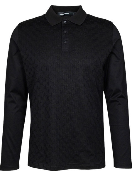 Karl Lagerfeld Ανδρική Μπλούζα Polo Μακρυμάνικη Μαύρη 745007564203-990