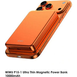 WiWu P15-1 Wireless Magsafe Power Bank 10000mAh 15W με Θύρα USB-A & Θύρα USB-C Power Delivery Orange