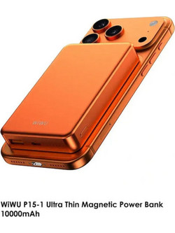 WiWu P15-1 Wireless Magsafe Power Bank 10000mAh 15W με Θύρα USB-A & Θύρα USB-C Power Delivery Orange