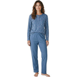 Minerva Collection Cozy Blossom Σετ Γυναικείες Πιτζάμες Φούτερ Βαμβακερές Μπλε CL27010-61