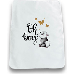 Bonjour Bebe Panda Oh Boy Αδιάβροχο Σελτεδάκι Αλλαξιέρας Μωρού 100% Βαμβακερό Λευκό 50x70cm