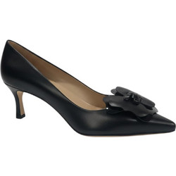 Mourtzi Γόβες Δερμάτινες με Λεπτό Χαμηλό Τακούνι Μαύρες 55-56122