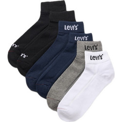 Levi's Βαμβακερές Ανδρικές Κάλτσες Κοντές Μαύρες Navy Μπλε Λευκές Γκρι 6Pack 701244582-003