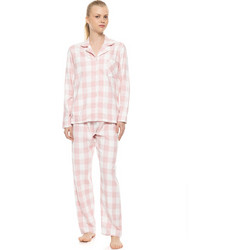 Pink Label Σετ Γυναικείες Πιτζάμες Χειμωνιάτικες Βαμβακερές Ροζ W1996