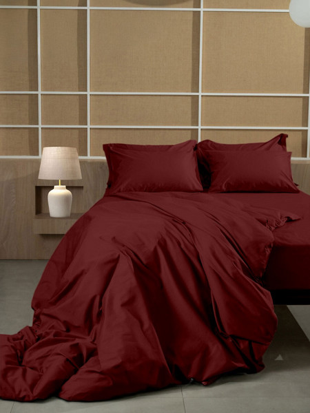 Sunshine Home Σετ Σεντόνια Υπέρδιπλα Βαμβακοσατέν 255x280 Omnia Bordeaux