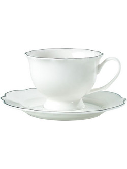 Karvounis Bros Bone China Σετ Φλιτζάνια Τσαγιού Πορσελάνης Λευκά Ασημί 220ml 6τμχ 220/SILVER