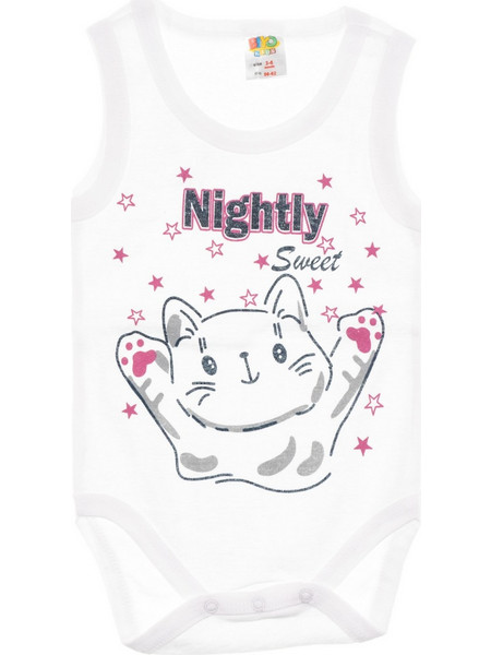 Biyo Kids Sweet Cat Φορμάκι Εσώρουχο Αμάνικo για Κορίτσι Λευκό 33079