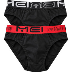 Mei Ανδρικά Σλιπ Βαμβακερά Μαύρα 2Pack 272-1