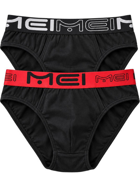 Mei Ανδρικά Σλιπ Βαμβακερά Μαύρα 2Pack 272-1