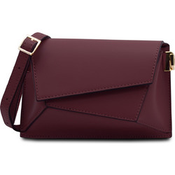 Tuscany Leather Γυναικείο Τσαντάκι Χιαστί Δερμάτινο Μπορντό με Στενό Λουρί TL142253
