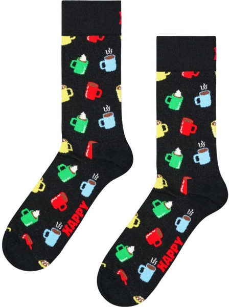 Happy Socks Hot Chocolate Ανδρικές Κάλτσες Ψηλές με Σχέδια Μαύρες P006099