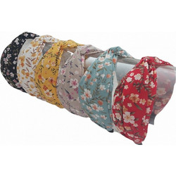 RO Accessories 14-0125 Στέκα Μαλλιών Υφασμάτινη Κόμπος Floral Λευκή C84013-B