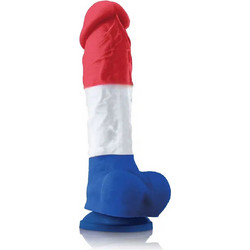 NS Novelties Tricolore Ρεαλιστικό Dildo με Βεντούζα & Όρχεις 22.6cm Μπλε Κόκκινο Άσπρο