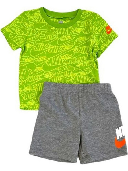 Nike Βρεφικό Σετ για Αγόρι Καλοκαιρινό Lime Γκρι 66J217-EBJ