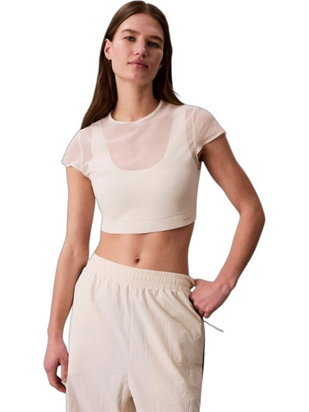 Calvin Klein Γυναικείο Καλοκαιρινό Crop Top Εκρού LVGWS6K219-YAS