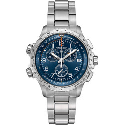Hamilton Khaki Aviation Ανδρικό Ρολόι Χρονογράφος με Ασημί Μεταλλικό Μπρασελέ H77922141