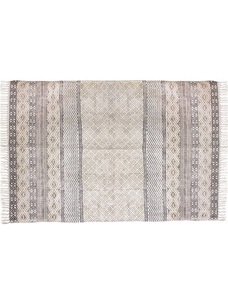 Χαλί Cotton Block Print Εκρού Γκρι Κρόσσια 120x180 εκ. Ζarοs Gk109