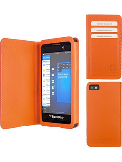 BUGATTI ΘΗΚΗ BLACKBERRY Z10 LEATHER BARCELONA BOOKCASE ORANGE
