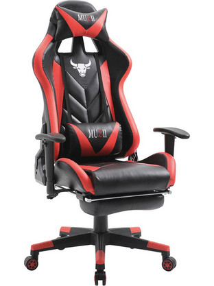 Varossi Bull Καρέκλα Gaming Δερματίνης με Ρυθμιζόμενα Μπράτσα και Υποπόδιο Μαύρη Κόκκινη 500-062