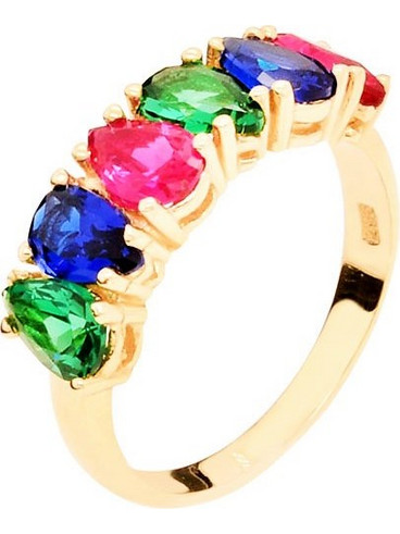 Χρυσό σειρέ δαχτυλίδι multi colour Κ14