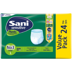 Sani Sensitive Pants No3 Large Πάνες Βρακάκι Ακράτειας 6 Σταγόνες 24τμχ
