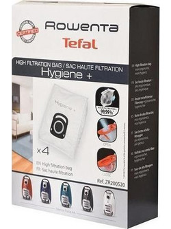 Rowenta Hygiene+ ZR200520 Σακούλες Σκούπας 4τμχ Συμβατές με Σκούπα Rowenta / Tefal