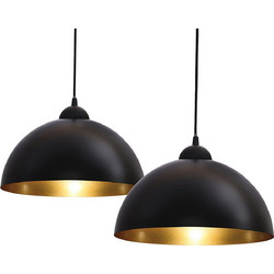B.K.Licht Design 2 x Industrial Vintage LED Pendant Light - Black (Diameter 30 cm for E27 Light Bulbs)