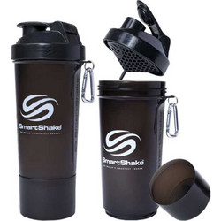 Protein Shaker Slim 500ml - Smartshake / Σέικερ Πρωτεΐνης διαιρούμενο - Gunsmoke (Glossy Black)