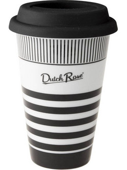ΚΟΥΠΑ DUTCH ROSE COFFEE TO GO STRIPE ΠΟΡΣΕΛΑΝΗ ΑΣΠΡΟΜΑΥΡΟ 37CL