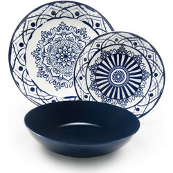 Excelsa Σετ Πιάτα Φαγητού Πορσελάνης Boheme Blue 18τμχ