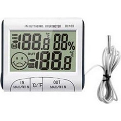Θερμόμετρο Υγρόμετρο Ψηφιακό Με Αισθητήρα + Ρολόι