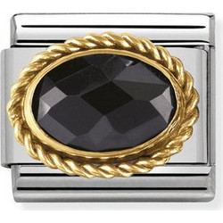 Link Nomination Faceted Cubic Zirconia Black 030602/011