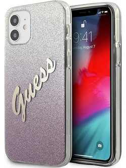Guess GUHCP12SPCUGLSPI iPhone 12 mini 5.4" pink/pink hardcase Glitter Gradient Script