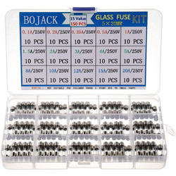 Bojack Glass Fuses Assortment Kit 15 Values (150 Pieces)