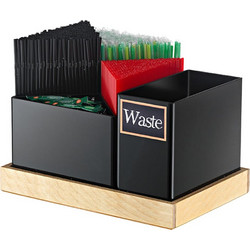 Organizer Πλαστικό 5 θέσεων με ξύλινη βάση 34x23x18cm μαύρο c376387