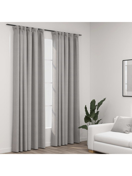 vidaXL Σετ Κουρτίνες Συσκότισης με Γάντζους 140x225 2τμχ Γκρι 321173